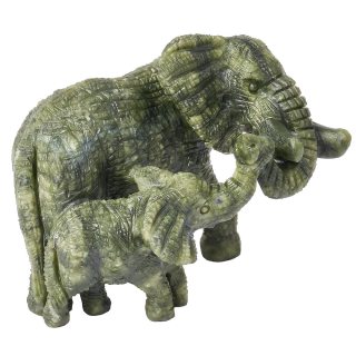 Snakeskin Jasper Mother and Child Elephant Carving (1pc) NFD