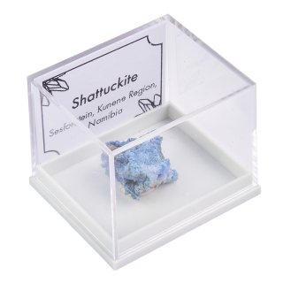 Shattuckite specimen in plastic box with ID Card (1pc)
