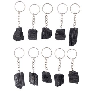 Rough Black Tourmaline Assorted Size Keychains (10pc) NETT