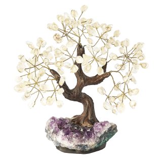 Rock Crystal Bonsai Tree on Amethyst base, 24 branches, (1pc) NFD