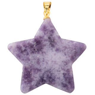 Lepidolite Flat Star Pendant with Gold Plated Bail (1pc) 