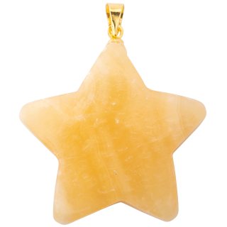 Yellow Calcite Puff Star Pendant with Gold Plated Bail (1pc) 