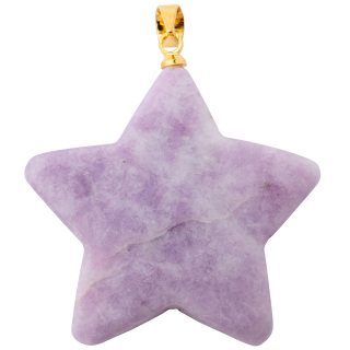 Lepidolite Puff Star Pendant with Gold Plated Bail (1pc) 