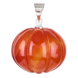 Carnelian Mini Pumpkin Pendant with Silver Plated Bail 20mm (1pc) NETT