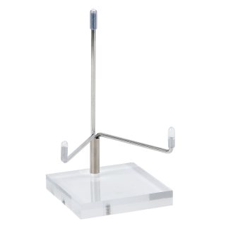 Mineral Stand with 6cm Clear Base and Silver Metal (1pc) NFD