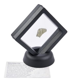 Moldavite in Black 7cm Floating Frame with ID Card (1pc)