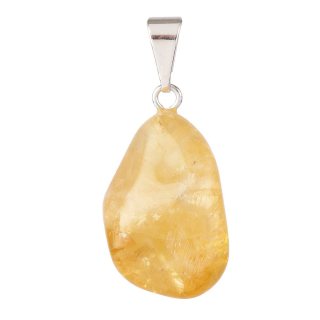 Citrine Tumblestone Pendant - Silver Plated Bail (1pc)