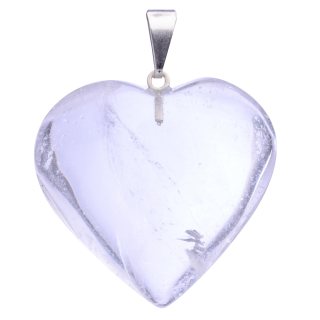 Quartz Heart Pendant Silver Plated Bail, Brazil (1pc) NETT