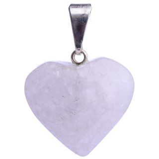 Snow Quartz Mini Heart Pendant Silver Plated Bail, Brazil (1pc) NETT