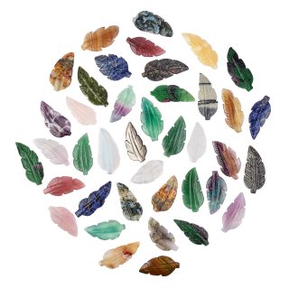 Assorted Gemstone Feathers/Leaves 5-6cm (40pcs) NFD