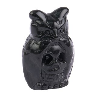 Black Obsidian Owl with Skull, 4cm (1pc) NFD