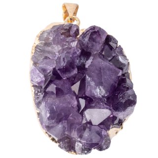 Amethyst Druze Pendant Gold Electroplated 30mm, Uruguay (1pc) NETT