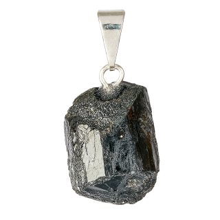 Rough Tourmaline Pendant Silver Plated Bail (1pc) NETT