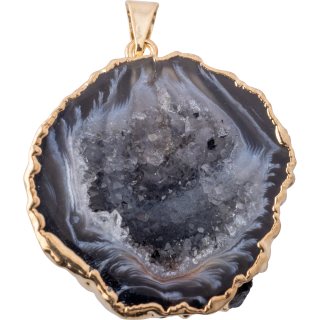 Half Geode Pendant, Gold Plated (1pc) NETT