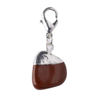 Mini Red Jasper Tumblestone Charm, Silver Plated (1pc)