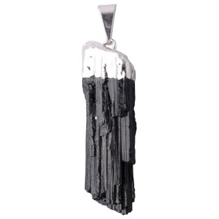 Black Tourmaline Pendant, Silver Plate (1pc) NETT