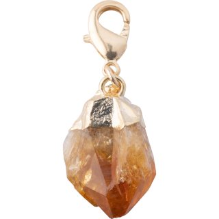 Mini Citrine Heat Treated Point Charm Electroplated Gold Plate (1 Piece) NETT