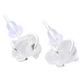 Tumbled Quartz Earstuds, Silver Plated (1pair)