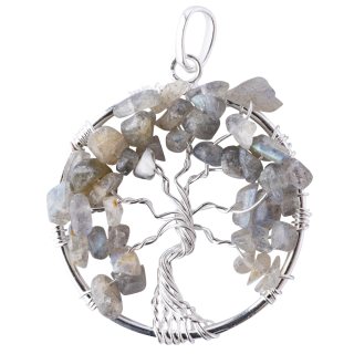 Tree of Life Pendant Labradorite Silver Plated (1 Piece) 