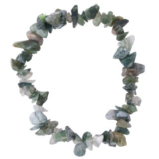 7.5" Chip Bracelet Green Moss Agate (1 Piece) NETT