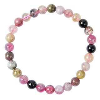 6mm Lepidolite and Pink Tourmaline Bead Bracelet  (1pc)