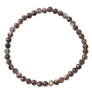 4mm Silver Obsidian Faceted Bead Bracelet (1pc)