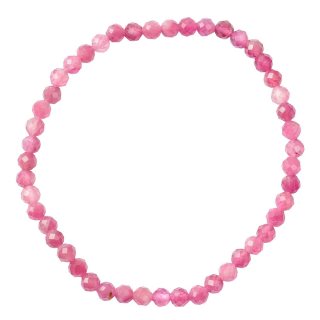 4mm Pink Tourmaline/Rubellite (A) Faceted Bead Bracelet (1pc)
