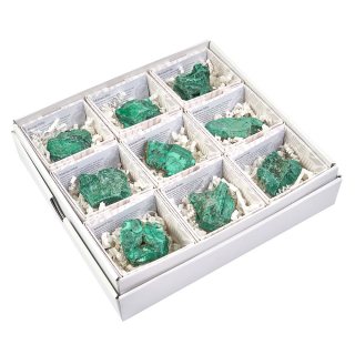 Rough Malachite in Gift Box with ID card (9pcs)