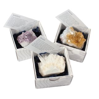 Amethyst/Citrine/Quartz Clusters Gift Boxed with ID Card (9 Piece) NETT