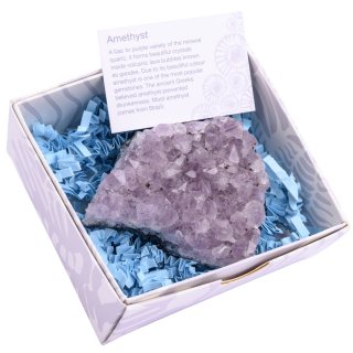 Amethyst Clusters in Gift Box with ID Cards, Brazil (1pcs) NETT