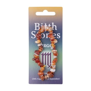 Virgo, Carnelian Birthstone Chip Bracelet (10pcs) NETT