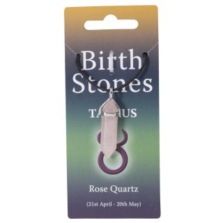 Taurus, Rose Quartz Birthstone Pendant on Thong (10pcs) NETT
