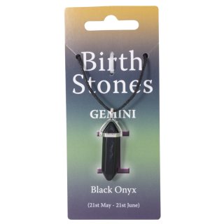 Gemini, Black Onyx Birthstone Pendant on Thong (10 Piece) NETT
