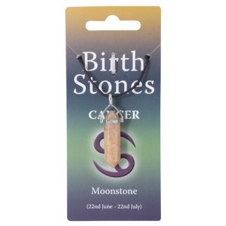 Cancer, Moonstone Birthstone Pendant on Thong (10pcs) NETT
