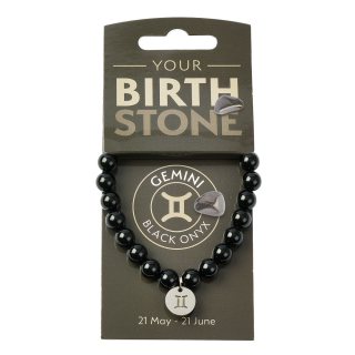 GEMINI Black Onyx Birthstone Bead Bracelet with Charm (3pc) NFD