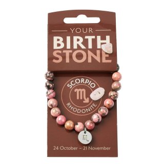 SCORPIO Rhodonite Birthstone Bead Bracelet with Charm (3pc) NFD