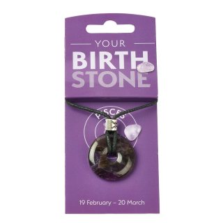 PISCES Amethyst Birthstone Donut Pendant on Thong with Charm (3pc) NFD