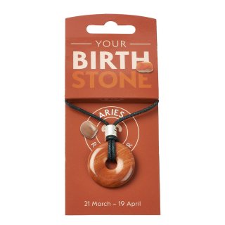 ARIES Red Jasper Birthstone Donut Pendant on Thong with Charm (3pc) NFD