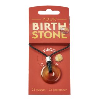 VIRGO Carnelian Birthstone Donut Pendant Thong with Charm (3pc) NFD