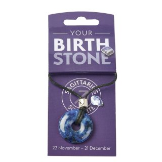 SAGITTARIUS Sodalite Birthstone Donut Pendant on Thong with Charm (3pc) NFD