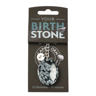 CAPRICORN Snowflake Obsidian Birthstone Keyring with Charm (3pc) NFD