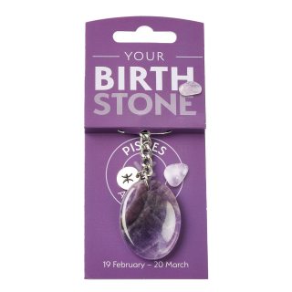 PISCES Amethyst Birthstone Keyring with Charm (3pc) NFD