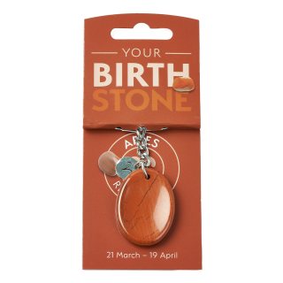 ARIES Red Jasper Birthstone Keyring with Charm (3pc) NFD