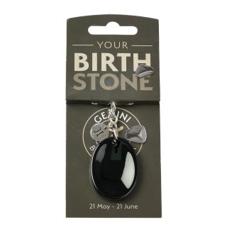 GEMINI Black Onyx Birthstone Keyring with Charm (3pc) NFD
