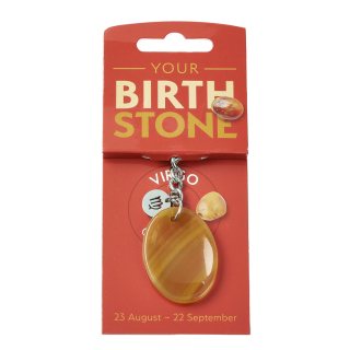 VIRGO Carnelian Birthstone Keyring with Charm (3pc) NFD