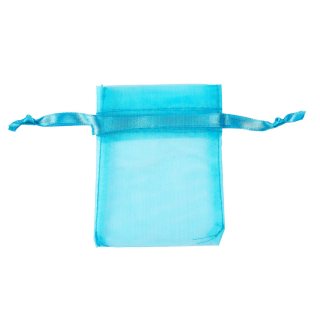 Turquoise Organza Drawstring Bag 7x9cm (20pc) NETT