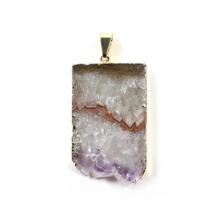 Amethyst Slab Pendant Points Bottom Gold Plated (1pc) NETT