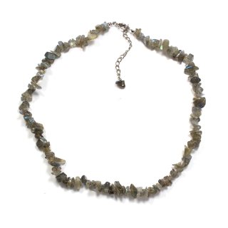 18" Labradorite Chip Necklace & Ext Chain, AA Grade (1pc) NETT