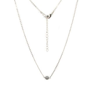 16" Necklace (Rhodium Plated) with 6mm Silver Druzy Bead  (1pc) (Was £3.85 Now £1.925) NETT