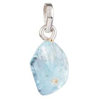Natural Blue Topaz Tumblestone Pendant, Sterling Silver (1pc)
